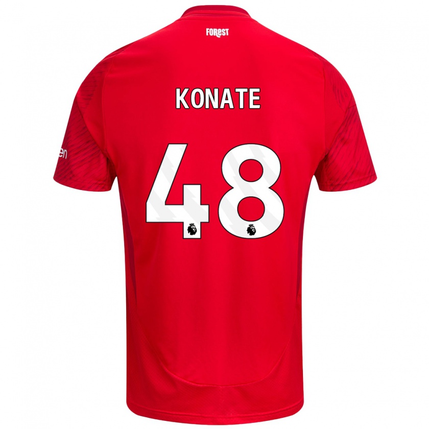 Kandiny Niño Camiseta Ateef Konaté #48 Rojo Blanco 1ª Equipación 2024/25 La Camisa Chile