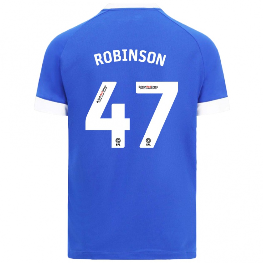 Kandiny Niño Camiseta Callum Robinson #47 Azul Cielo 1ª Equipación 2024/25 La Camisa Chile