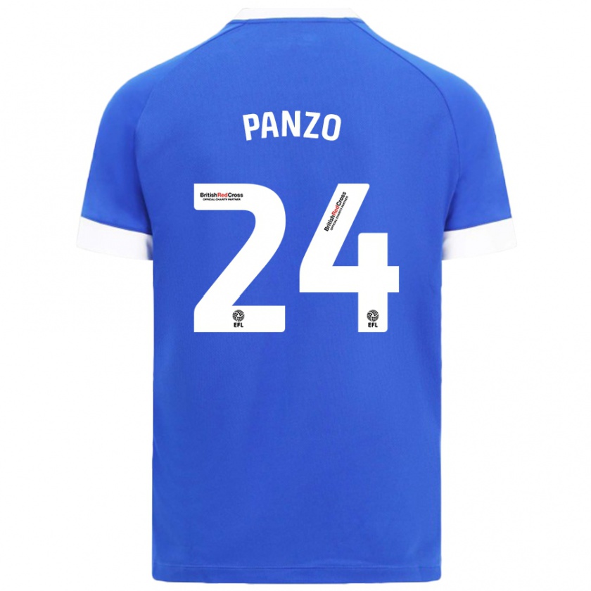 Kandiny Niño Camiseta Jonathan Panzo #24 Azul Cielo 1ª Equipación 2024/25 La Camisa Chile