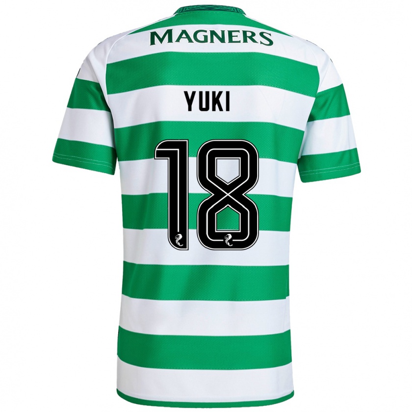 Kandiny Niño Camiseta Yuki Kobayashi #18 Verde Blanco 1ª Equipación 2024/25 La Camisa Chile