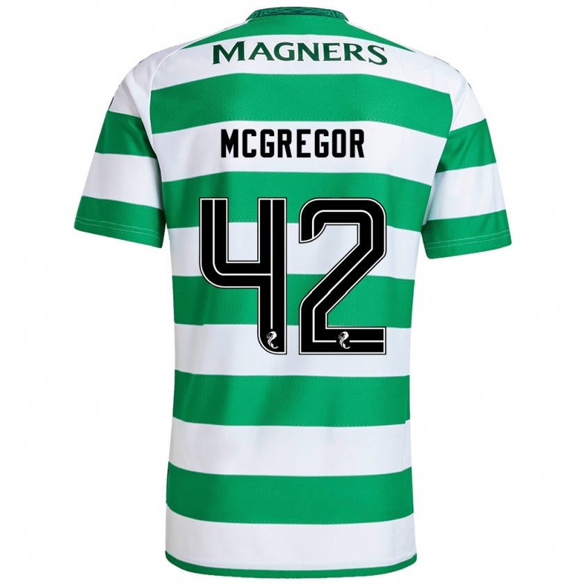 Kandiny Niño Camiseta Callum Mcgregor #42 Verde Blanco 1ª Equipación 2024/25 La Camisa Chile