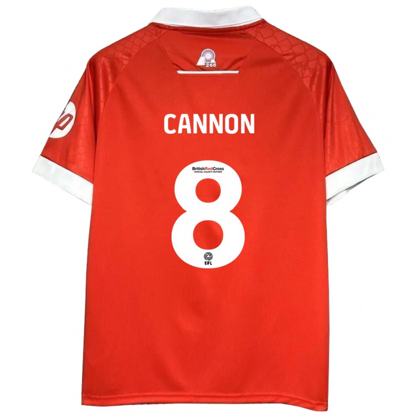 Kandiny Niño Camiseta Andy Cannon #8 Rojo Blanco 1ª Equipación 2024/25 La Camisa Chile