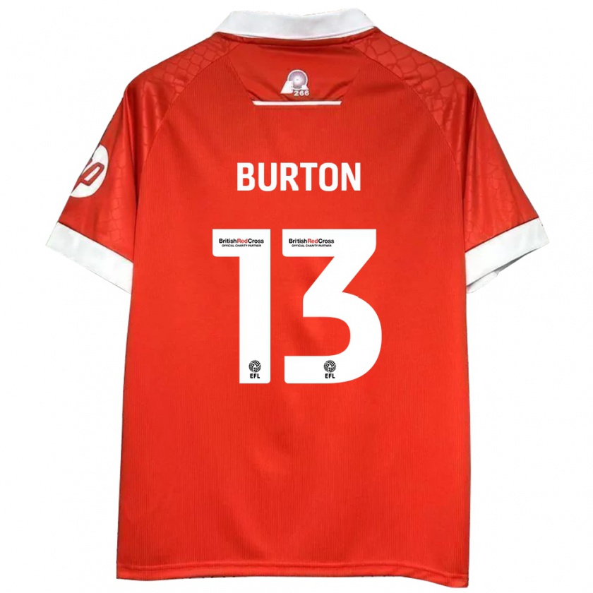 Kandiny Niño Camiseta Callum Burton #13 Rojo Blanco 1ª Equipación 2024/25 La Camisa Chile