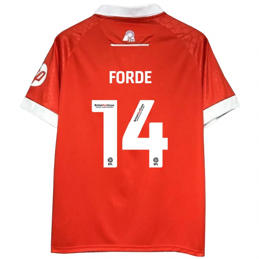 Kandiny Niño Camiseta Anthony Forde #14 Rojo Blanco 1ª Equipación 2024/25 La Camisa Chile