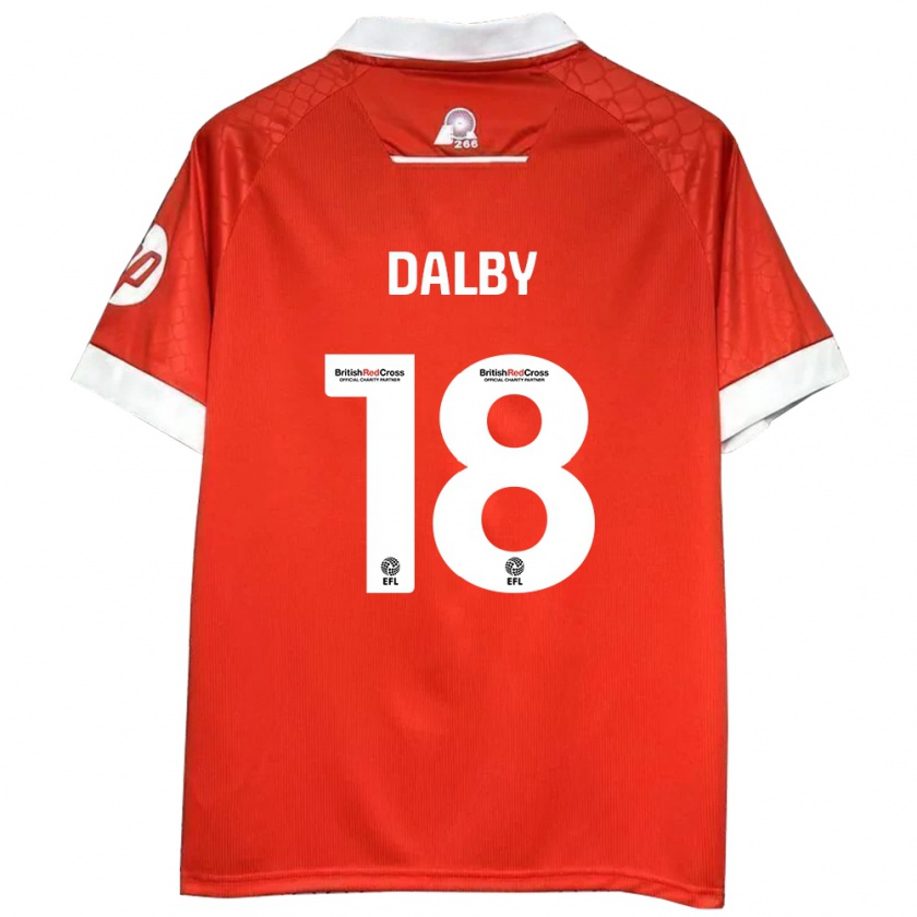 Kandiny Niño Camiseta Sam Dalby #18 Rojo Blanco 1ª Equipación 2024/25 La Camisa Chile