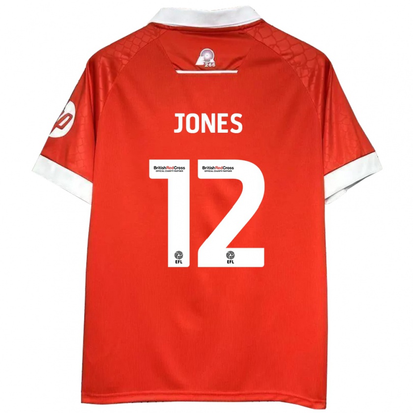 Kandiny Niño Camiseta Carra Jones #12 Rojo Blanco 1ª Equipación 2024/25 La Camisa Chile