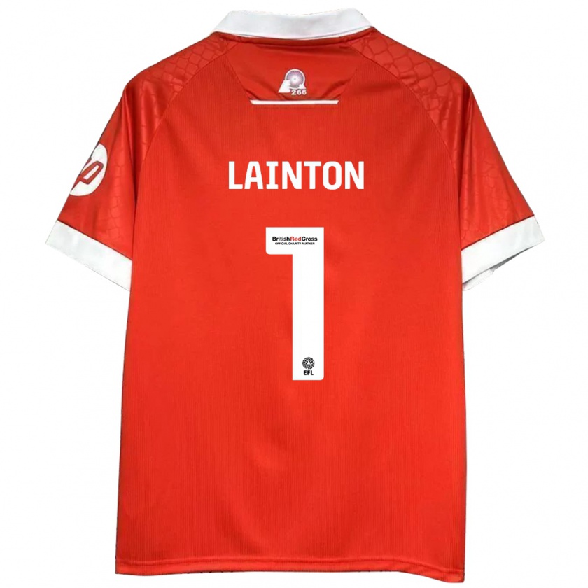 Kandiny Niño Camiseta Rob Lainton #1 Rojo Blanco 1ª Equipación 2024/25 La Camisa Chile