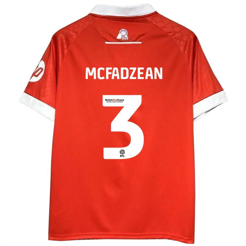 Kandiny Niño Camiseta Callum Mcfadzean #3 Rojo Blanco 1ª Equipación 2024/25 La Camisa Chile