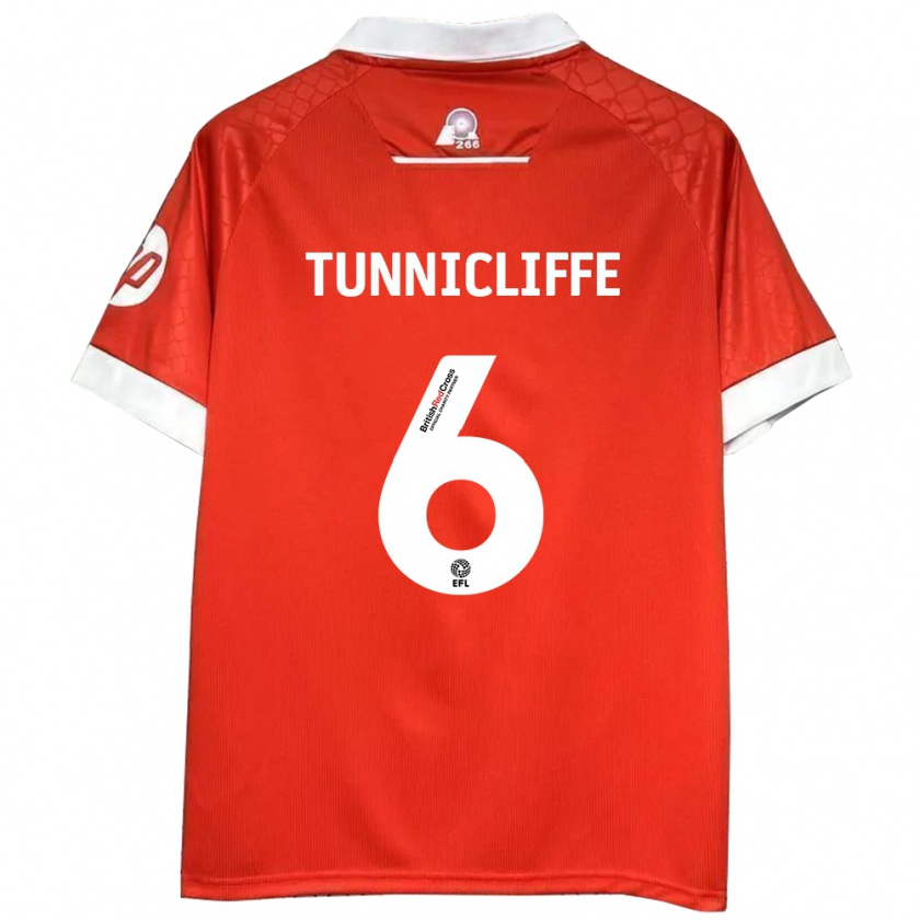 Kandiny Niño Camiseta Jordan Tunnicliffe #6 Rojo Blanco 1ª Equipación 2024/25 La Camisa Chile