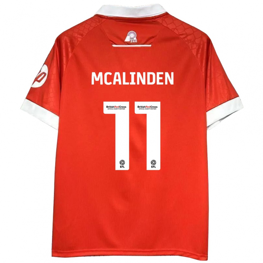 Kandiny Niño Camiseta Liam Mcalinden #11 Rojo Blanco 1ª Equipación 2024/25 La Camisa Chile