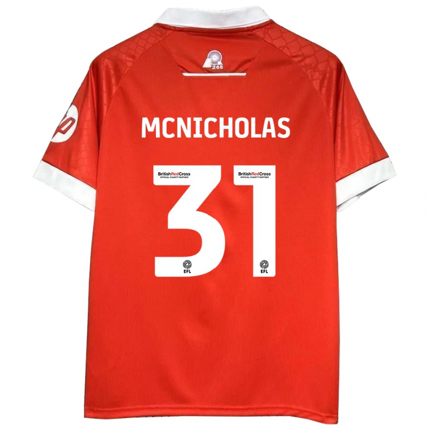 Kandiny Niño Camiseta Luke Mcnicholas #31 Rojo Blanco 1ª Equipación 2024/25 La Camisa Chile