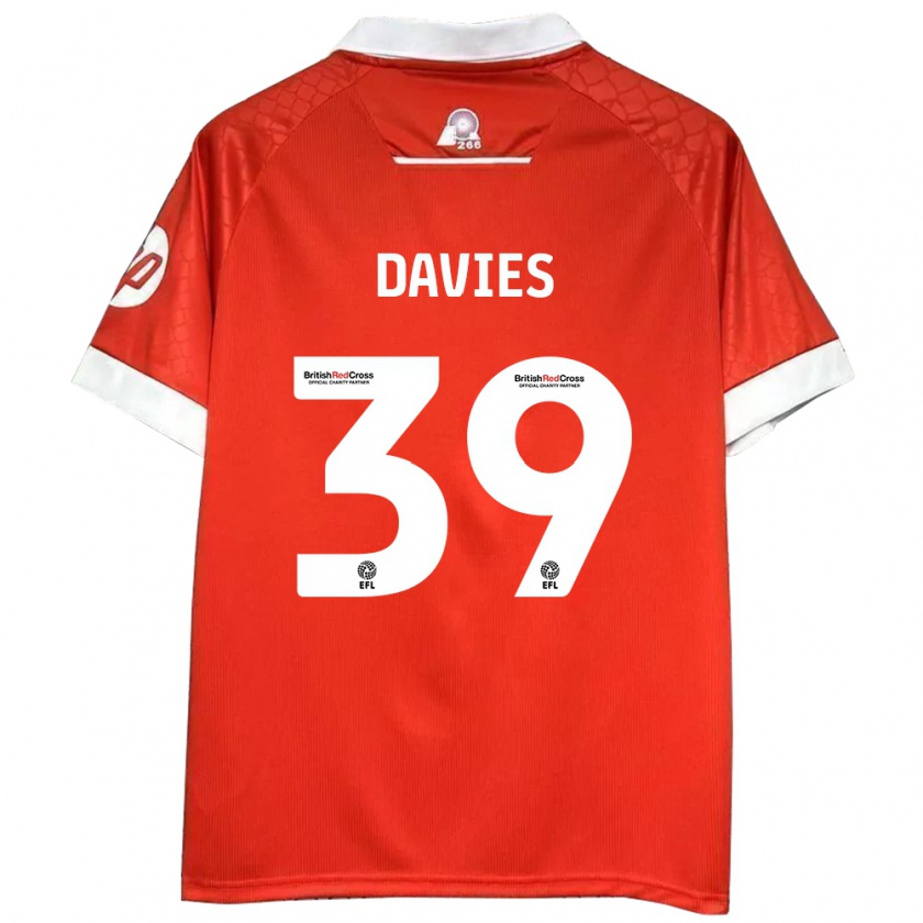 Kandiny Niño Camiseta Daniel Davies #39 Rojo Blanco 1ª Equipación 2024/25 La Camisa Chile