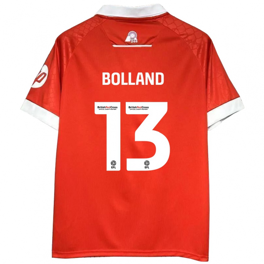 Kandiny Niño Camiseta Charlotte Bolland #13 Rojo Blanco 1ª Equipación 2024/25 La Camisa Chile