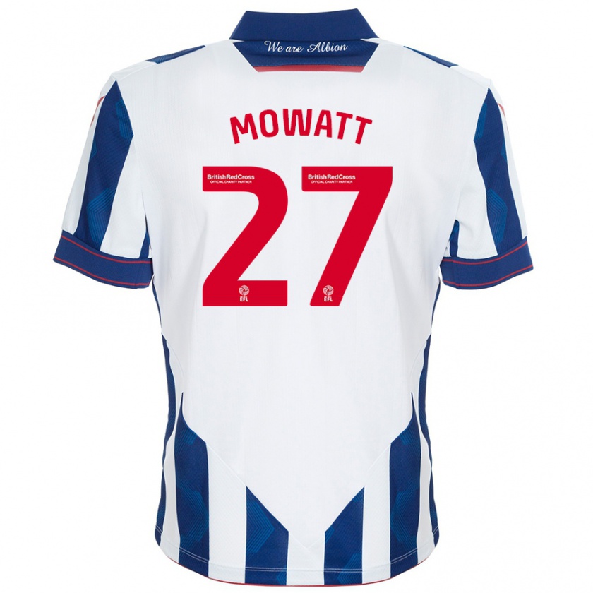 Kandiny Niño Camiseta Alex Mowatt #27 Blanco Azul Oscuro 1ª Equipación 2024/25 La Camisa Chile