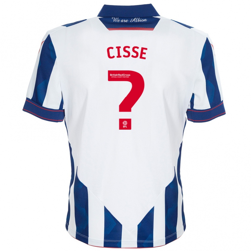 Kandiny Niño Camiseta Ben Cisse #0 Blanco Azul Oscuro 1ª Equipación 2024/25 La Camisa Chile