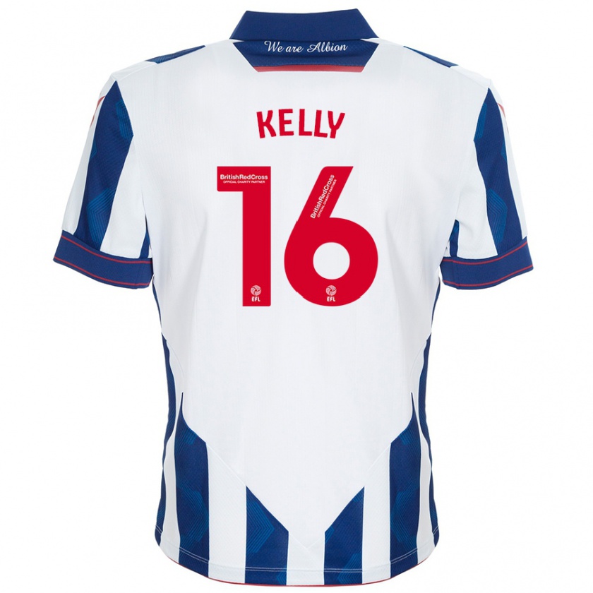 Kandiny Niño Camiseta Martin Kelly #16 Blanco Azul Oscuro 1ª Equipación 2024/25 La Camisa Chile