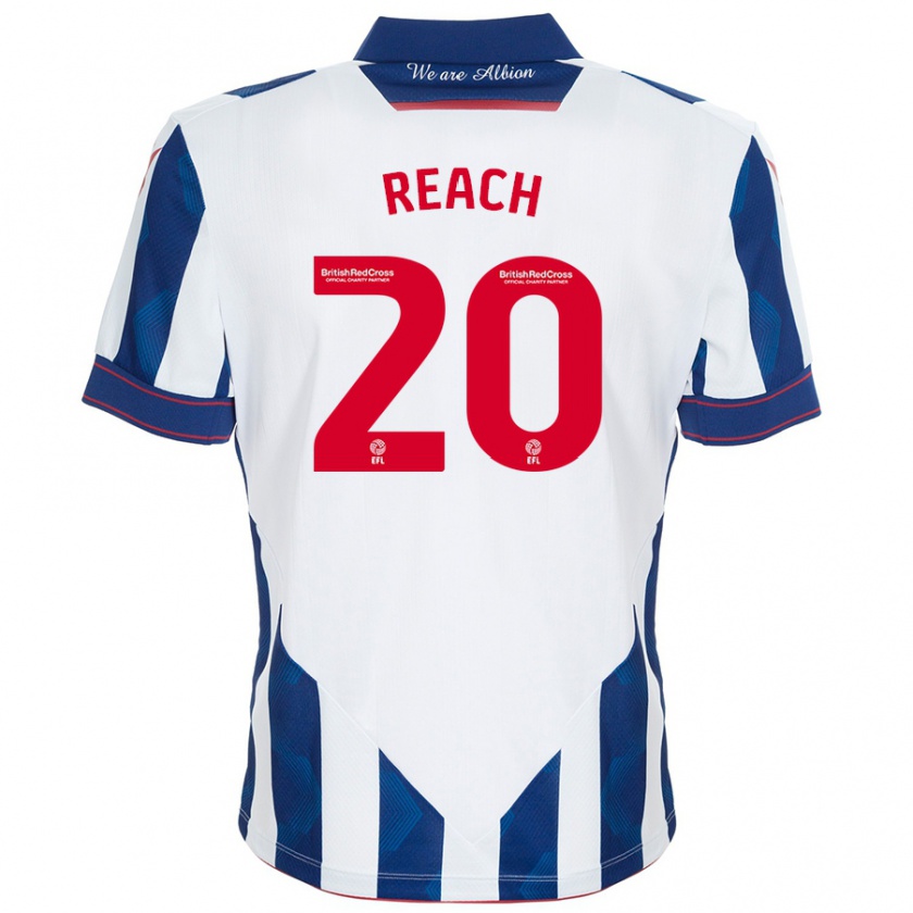 Kandiny Niño Camiseta Adam Reach #20 Blanco Azul Oscuro 1ª Equipación 2024/25 La Camisa Chile