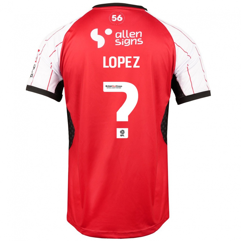 Kandiny Niño Camiseta Jersey Lopez #0 Blanco 1ª Equipación 2024/25 La Camisa Chile