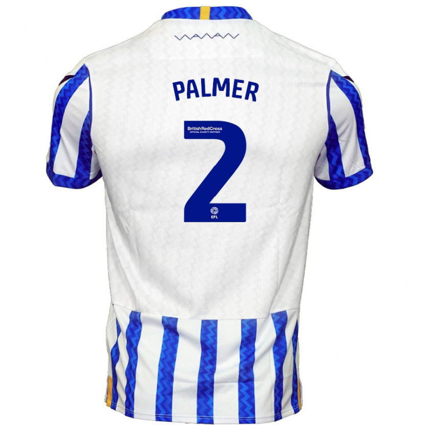 Kandiny Niño Camiseta Liam Palmer #2 Azul Blanco 1ª Equipación 2024/25 La Camisa Chile