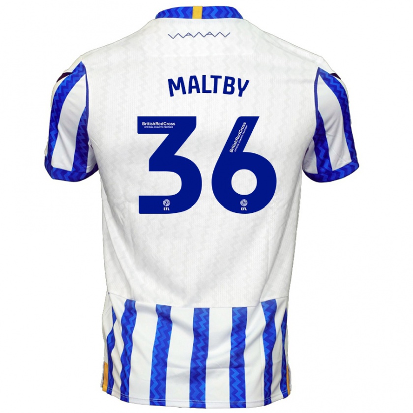 Kandiny Niño Camiseta Mackenzie Maltby #36 Azul Blanco 1ª Equipación 2024/25 La Camisa Chile