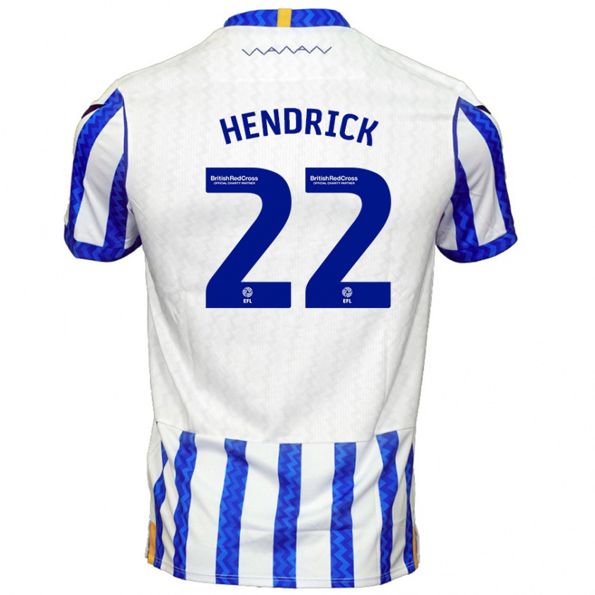 Kandiny Niño Camiseta Jeff Hendrick #22 Azul Blanco 1ª Equipación 2024/25 La Camisa Chile