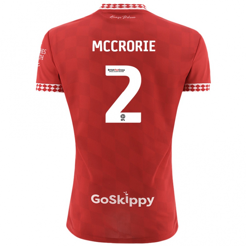 Kandiny Niño Camiseta Ross Mccrorie #2 Rojo 1ª Equipación 2024/25 La Camisa Chile