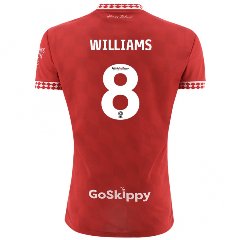 Kandiny Niño Camiseta Joe Williams #8 Rojo 1ª Equipación 2024/25 La Camisa Chile