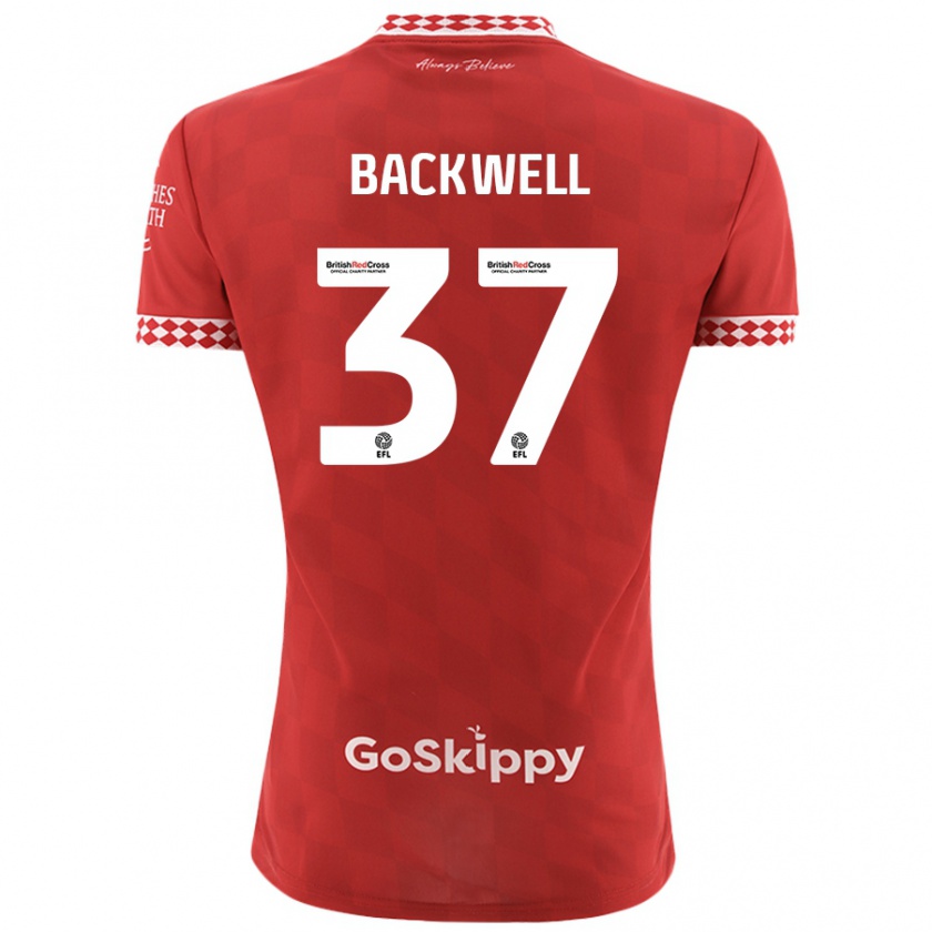 Kandiny Niño Camiseta Tommy Backwell #37 Rojo 1ª Equipación 2024/25 La Camisa Chile