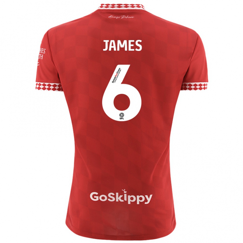 Kandiny Niño Camiseta Matty James #6 Rojo 1ª Equipación 2024/25 La Camisa Chile