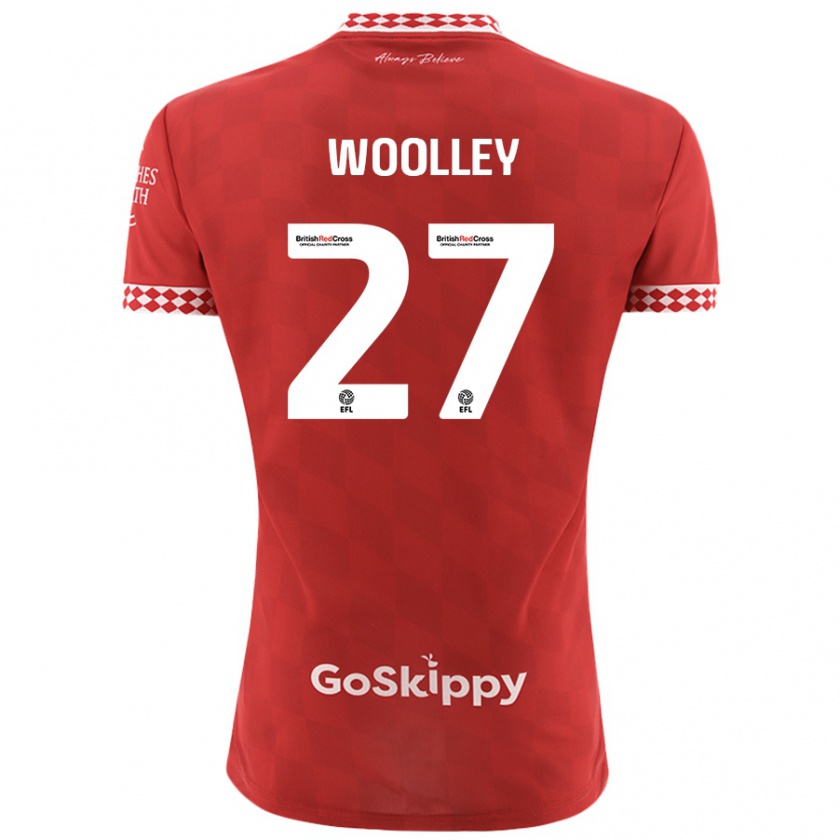 Kandiny Niño Camiseta Jesse Woolley #27 Rojo 1ª Equipación 2024/25 La Camisa Chile