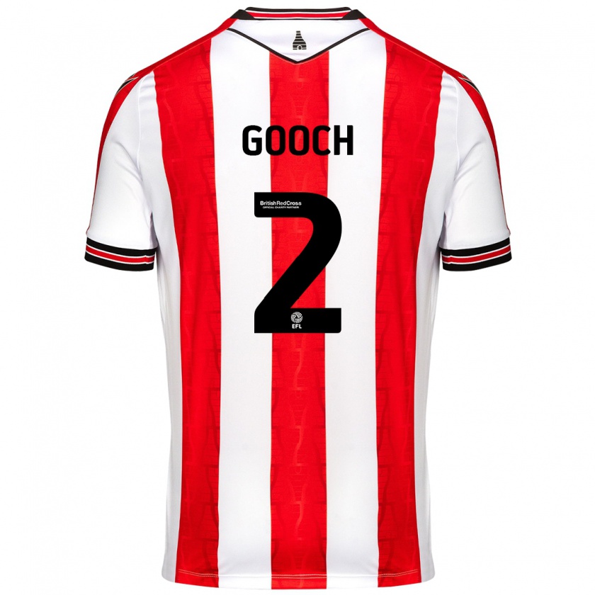 Kandiny Niño Camiseta Lynden Gooch #2 Rojo Blanco 1ª Equipación 2024/25 La Camisa Chile