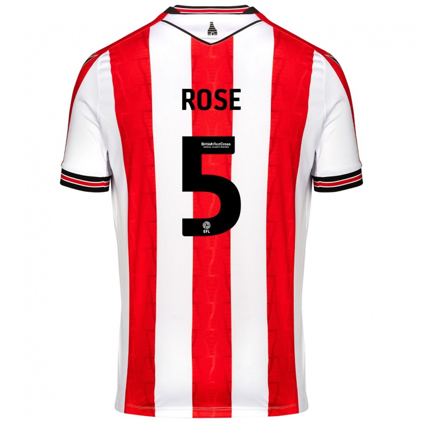 Kandiny Niño Camiseta Michael Rose #5 Rojo Blanco 1ª Equipación 2024/25 La Camisa Chile