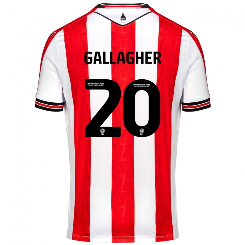 Kandiny Niño Camiseta Sam Gallagher #20 Rojo Blanco 1ª Equipación 2024/25 La Camisa Chile