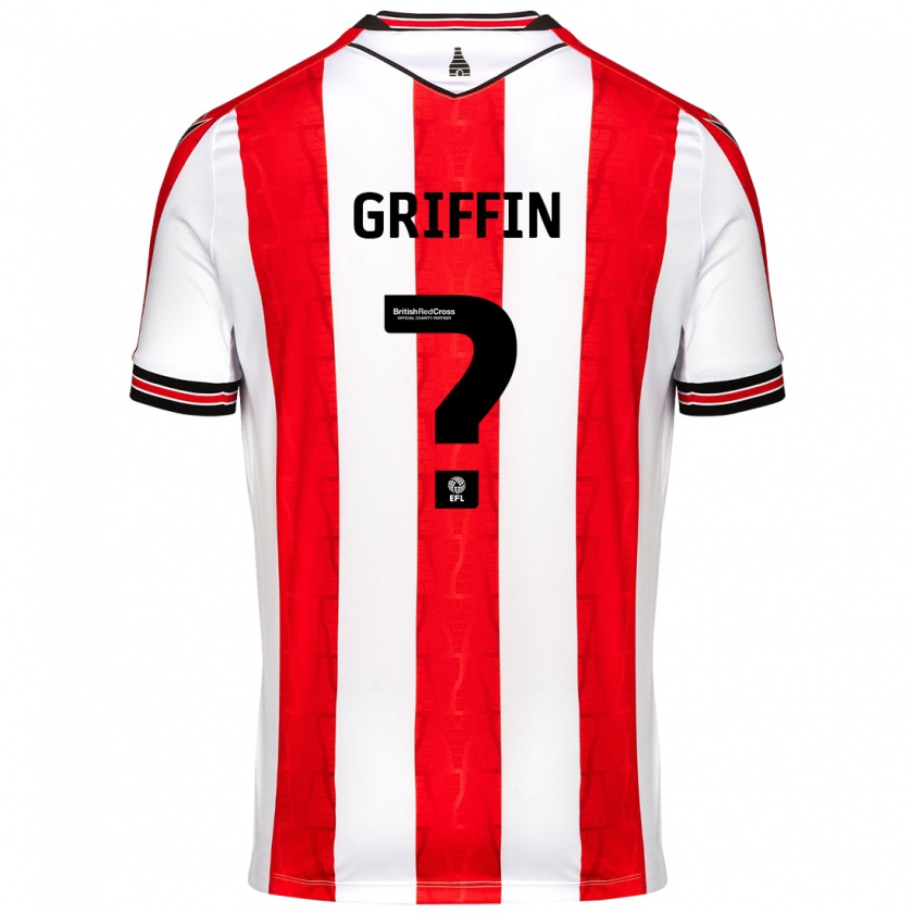 Kandiny Niño Camiseta Jake Griffin #0 Rojo Blanco 1ª Equipación 2024/25 La Camisa Chile