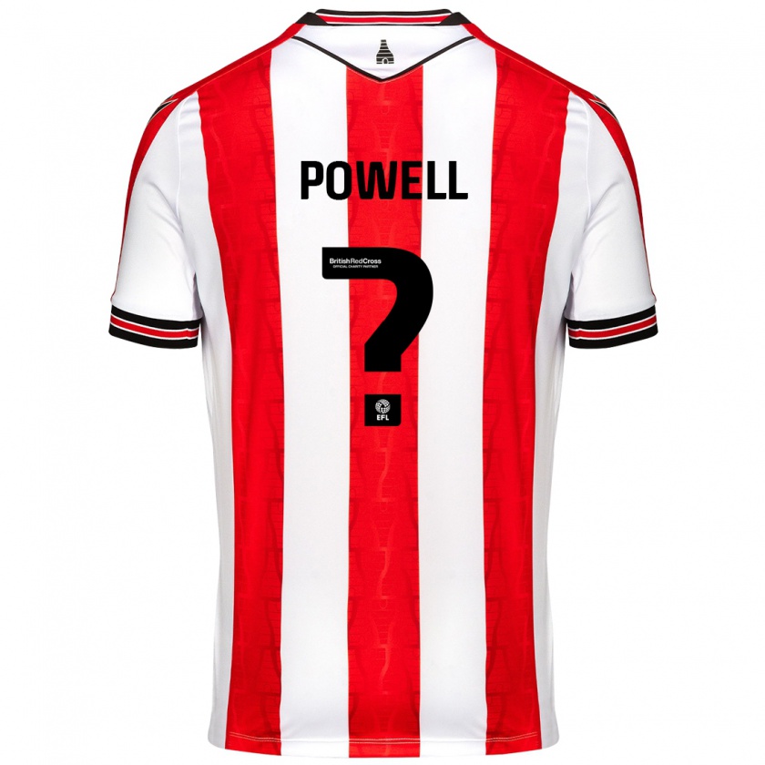 Kandiny Niño Camiseta Owen Powell #0 Rojo Blanco 1ª Equipación 2024/25 La Camisa Chile