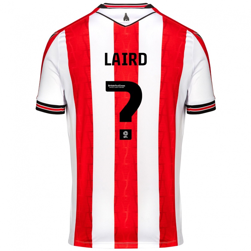 Kandiny Niño Camiseta Logan Laird #0 Rojo Blanco 1ª Equipación 2024/25 La Camisa Chile