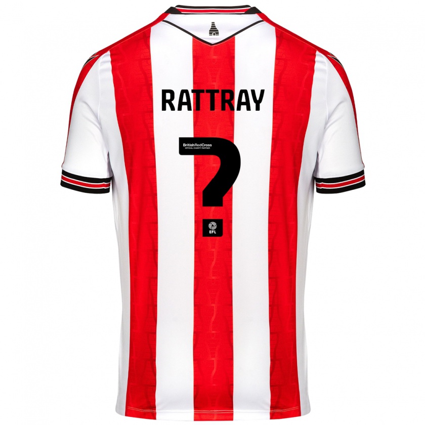 Kandiny Niño Camiseta Zane Rattray #0 Rojo Blanco 1ª Equipación 2024/25 La Camisa Chile