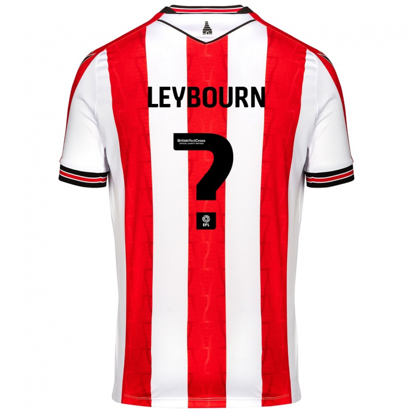 Kandiny Niño Camiseta Charlie Leybourn #0 Rojo Blanco 1ª Equipación 2024/25 La Camisa Chile