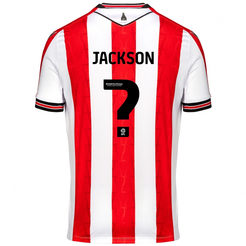 Kandiny Niño Camiseta Jackson Kelly #0 Rojo Blanco 1ª Equipación 2024/25 La Camisa Chile