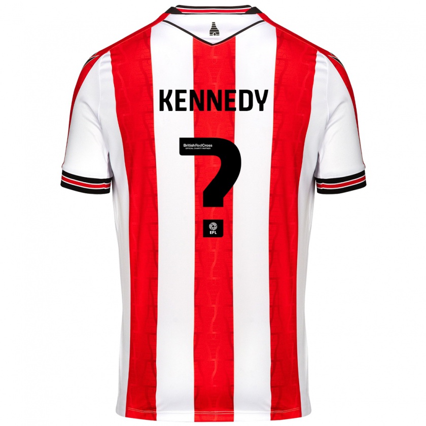 Kandiny Niño Camiseta Dan Kennedy #0 Rojo Blanco 1ª Equipación 2024/25 La Camisa Chile