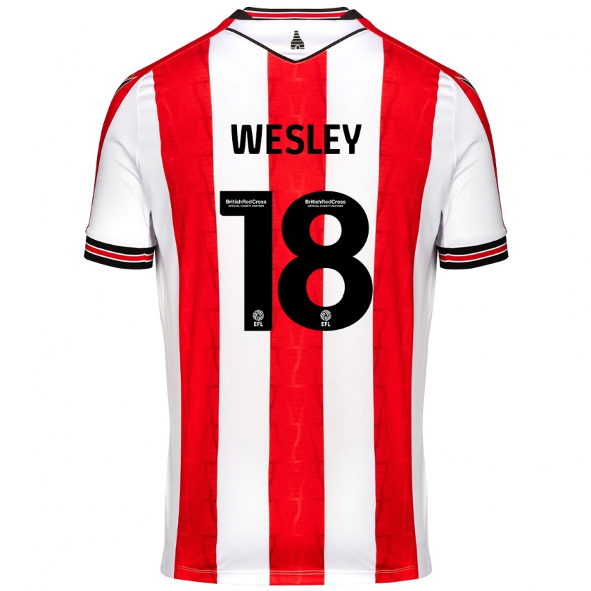 Kandiny Niño Camiseta Wesley Moraes #18 Rojo Blanco 1ª Equipación 2024/25 La Camisa Chile