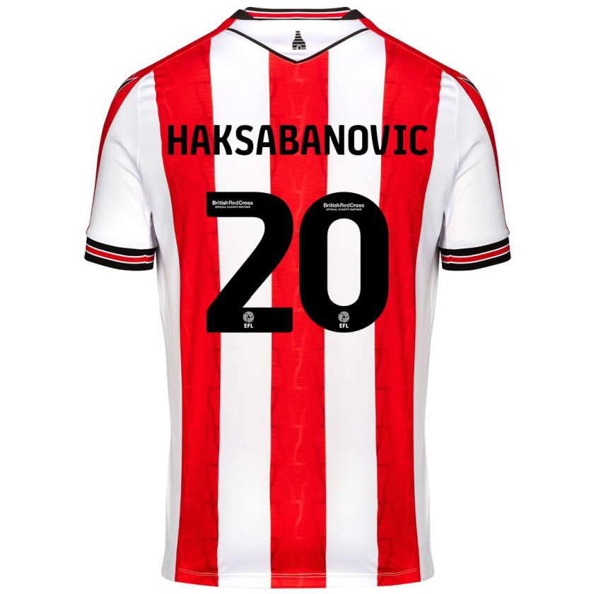 Kandiny Niño Camiseta Sead Hakšabanović #20 Rojo Blanco 1ª Equipación 2024/25 La Camisa Chile