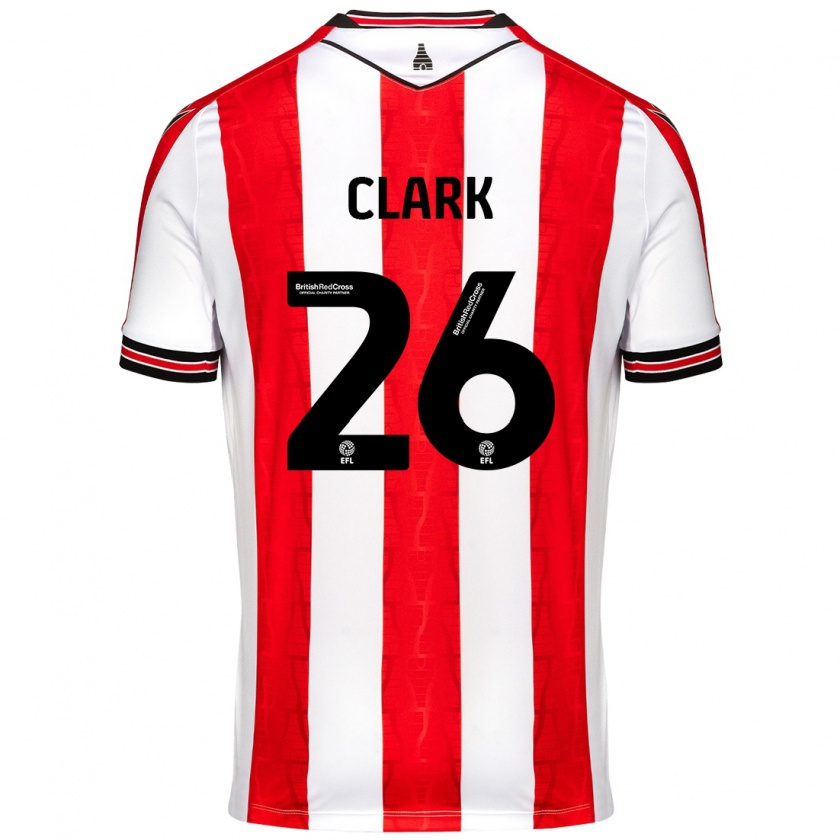 Kandiny Niño Camiseta Ciaran Clark #26 Rojo Blanco 1ª Equipación 2024/25 La Camisa Chile