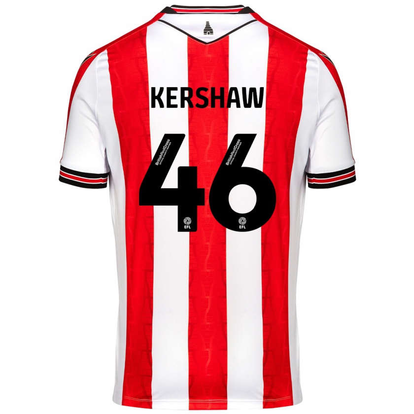 Kandiny Niño Camiseta Ben Kershaw #46 Rojo Blanco 1ª Equipación 2024/25 La Camisa Chile