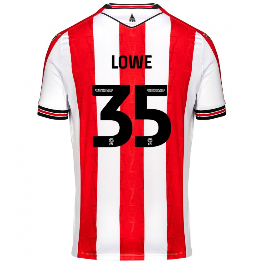 Kandiny Niño Camiseta Nathan Lowe #35 Rojo Blanco 1ª Equipación 2024/25 La Camisa Chile