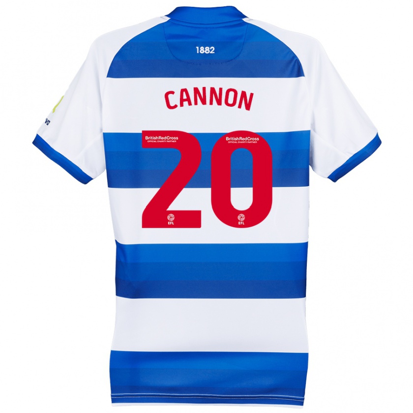 Kandiny Niño Camiseta Reggie Cannon #20 Blanco Azul 1ª Equipación 2024/25 La Camisa Chile