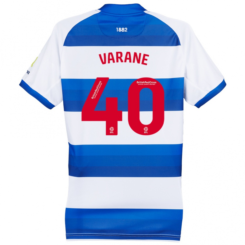 Kandiny Niño Camiseta Jonathan Varane #40 Blanco Azul 1ª Equipación 2024/25 La Camisa Chile