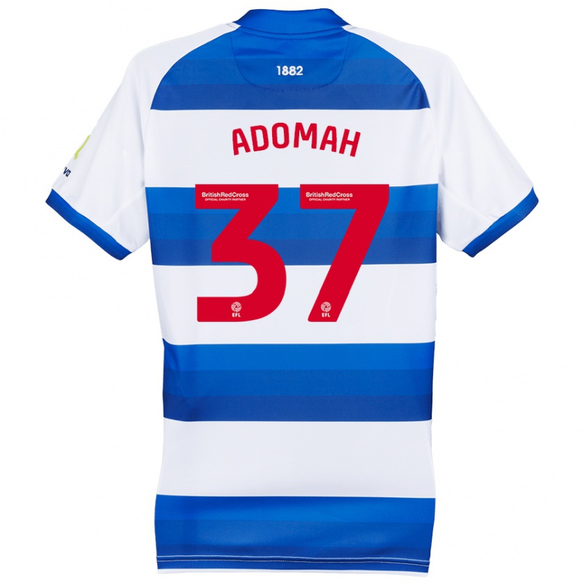 Kandiny Niño Camiseta Albert Adomah #37 Blanco Azul 1ª Equipación 2024/25 La Camisa Chile