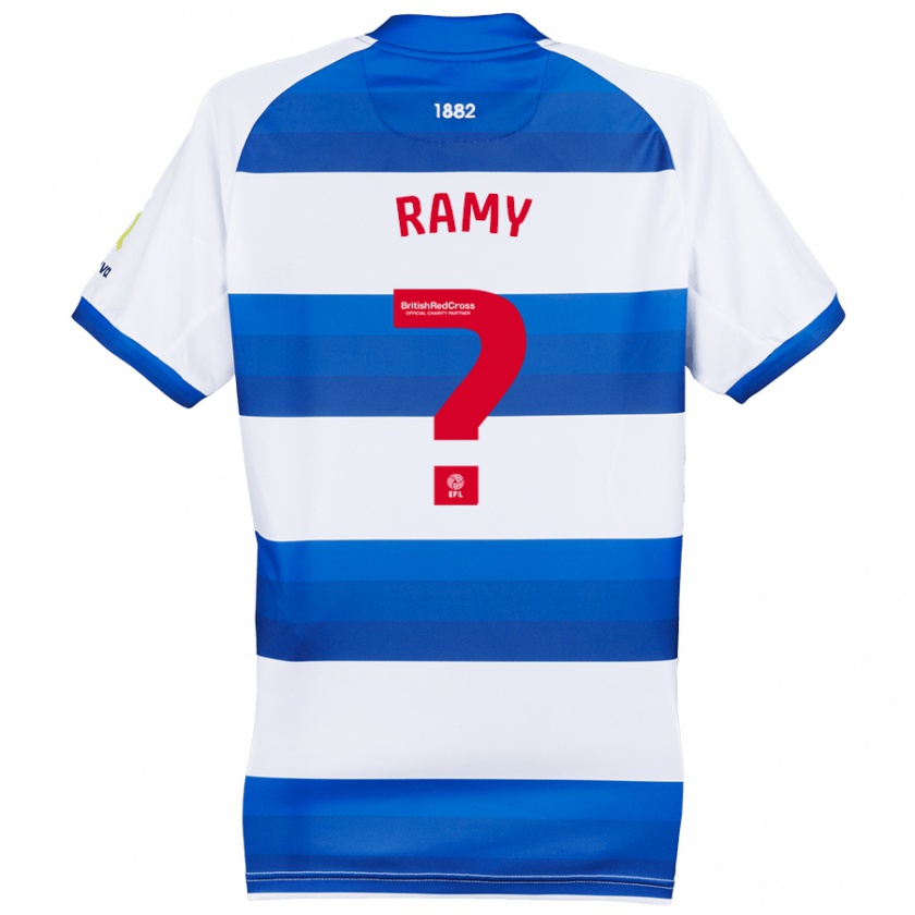 Kandiny Niño Camiseta Ramy Bouhiaoui #0 Blanco Azul 1ª Equipación 2024/25 La Camisa Chile