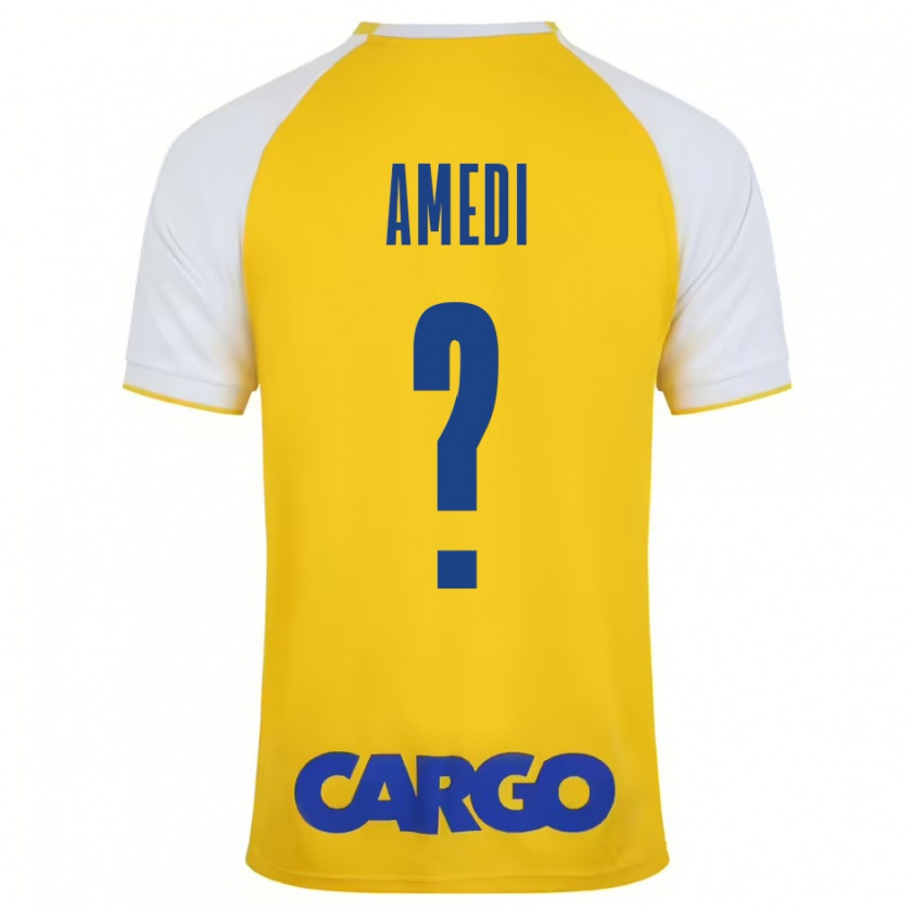 Kandiny Niño Camiseta Roei Amedi #0 Amarillo Blanco 1ª Equipación 2024/25 La Camisa Chile